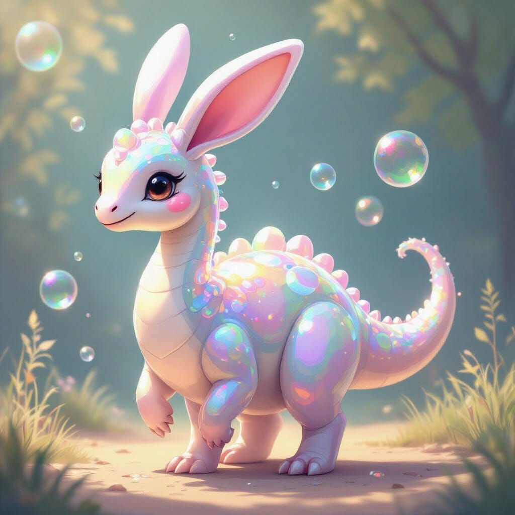 Bubble Dragon with Rabbit Ears and Pearly Scales