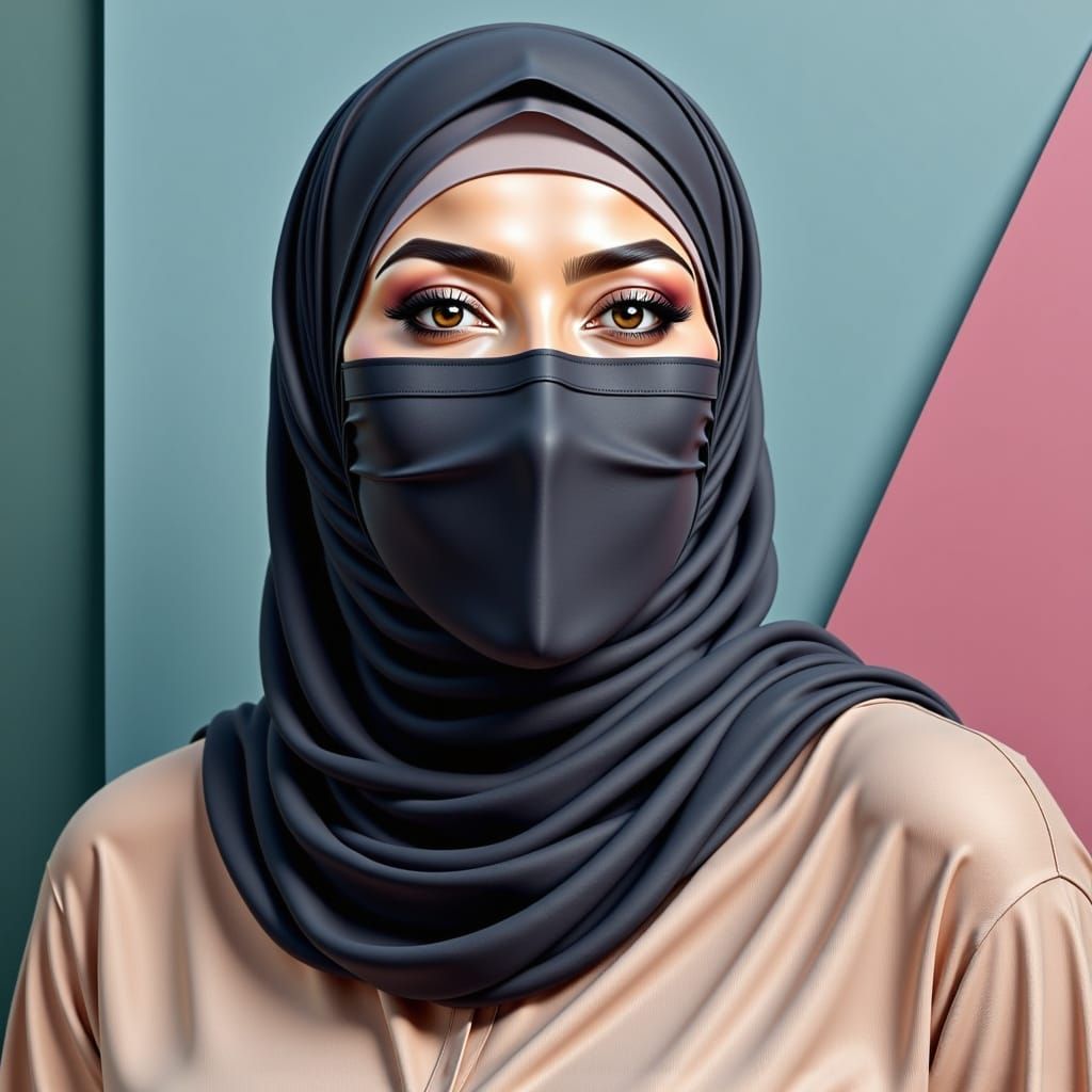 Elegant Hijabi Woman in Soft Gradient Background