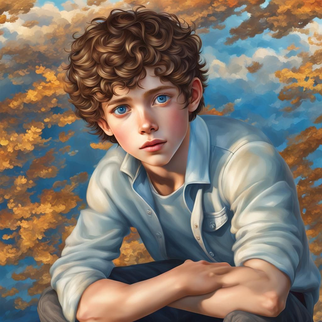 Boy Lying on Wildflowers in Golden Light