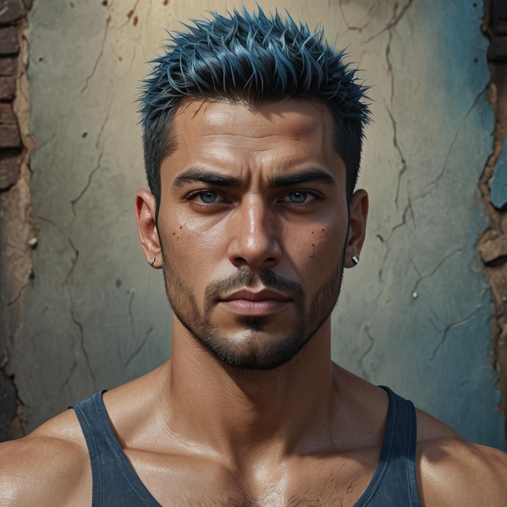Hyperrealistic Portrait of a Handsome Latino Man