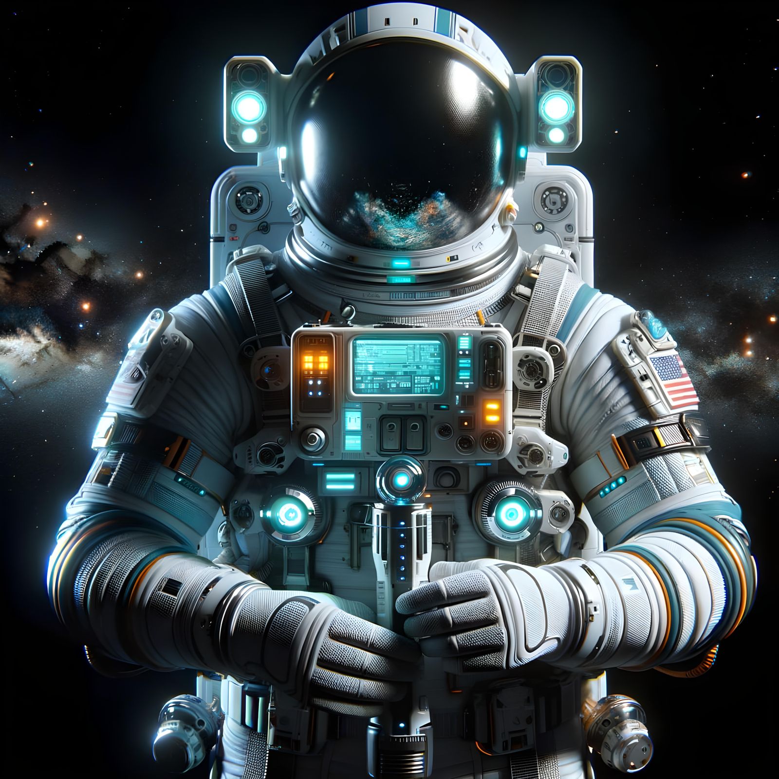Photorealistic 22nd Century Astronaut in Space