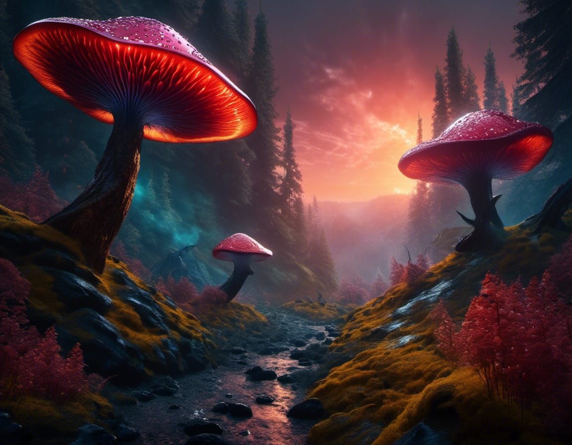 Shattering Crystal Apple in Glowing Forest