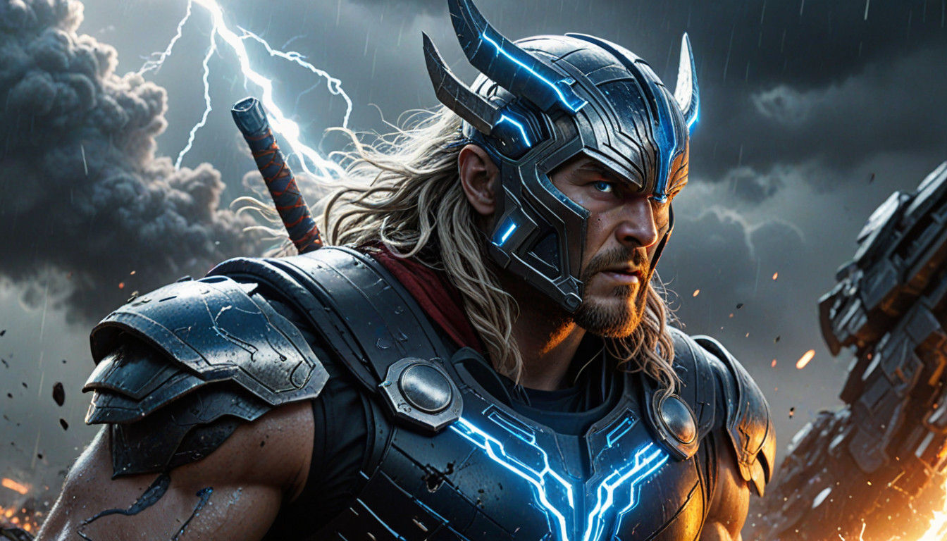 Thor Battles Alien Army in Futuristic Warzone