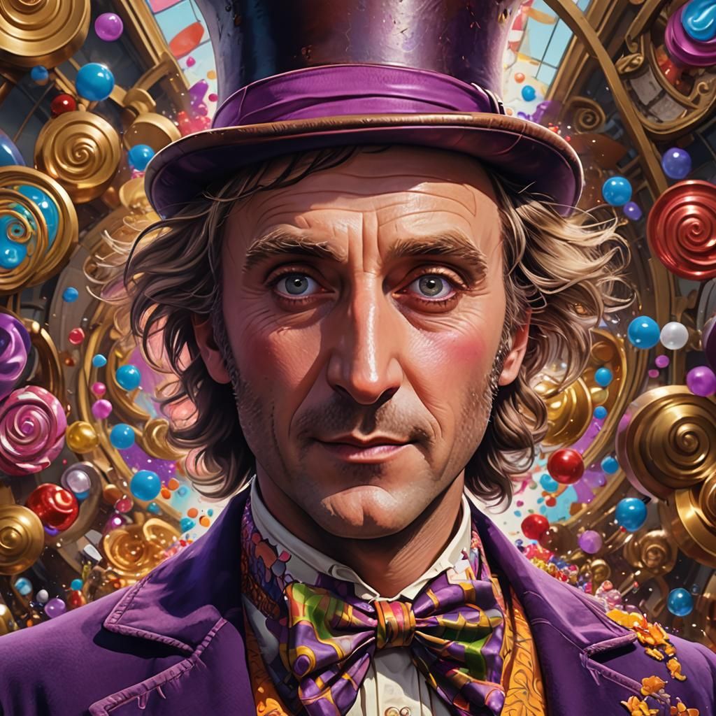 Willy Wonka Portrait in Art Nouveau Style