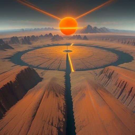 Extraterrestrial Gathering on Distant Planet in Oil Painting...