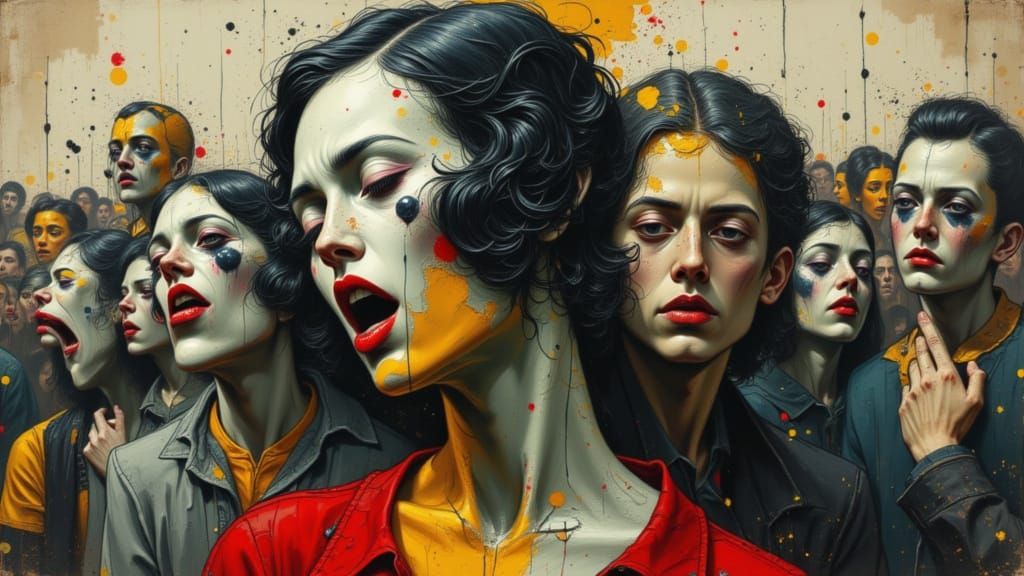 Contrasting Emotions: Laughter and Despair in Splash Art