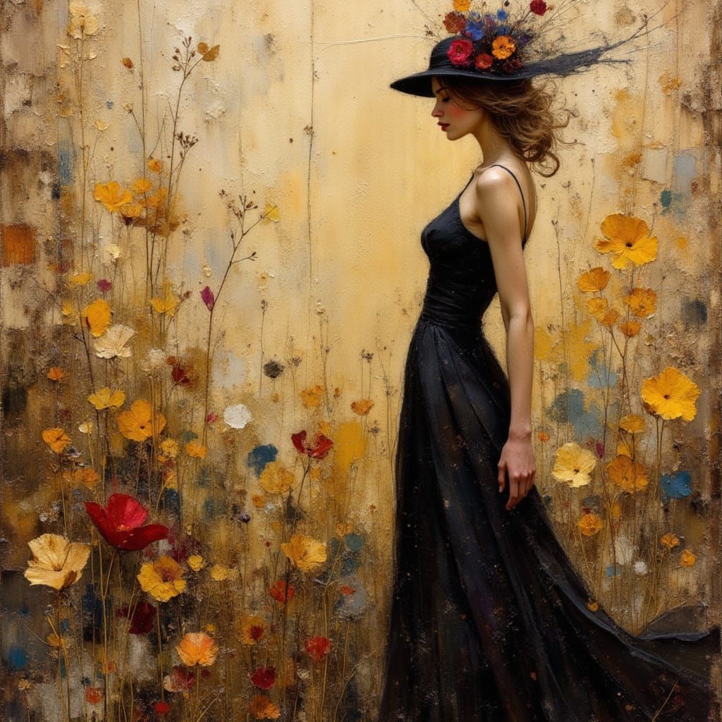 Breathtaking Silhouette Beauty in Encaustic Style