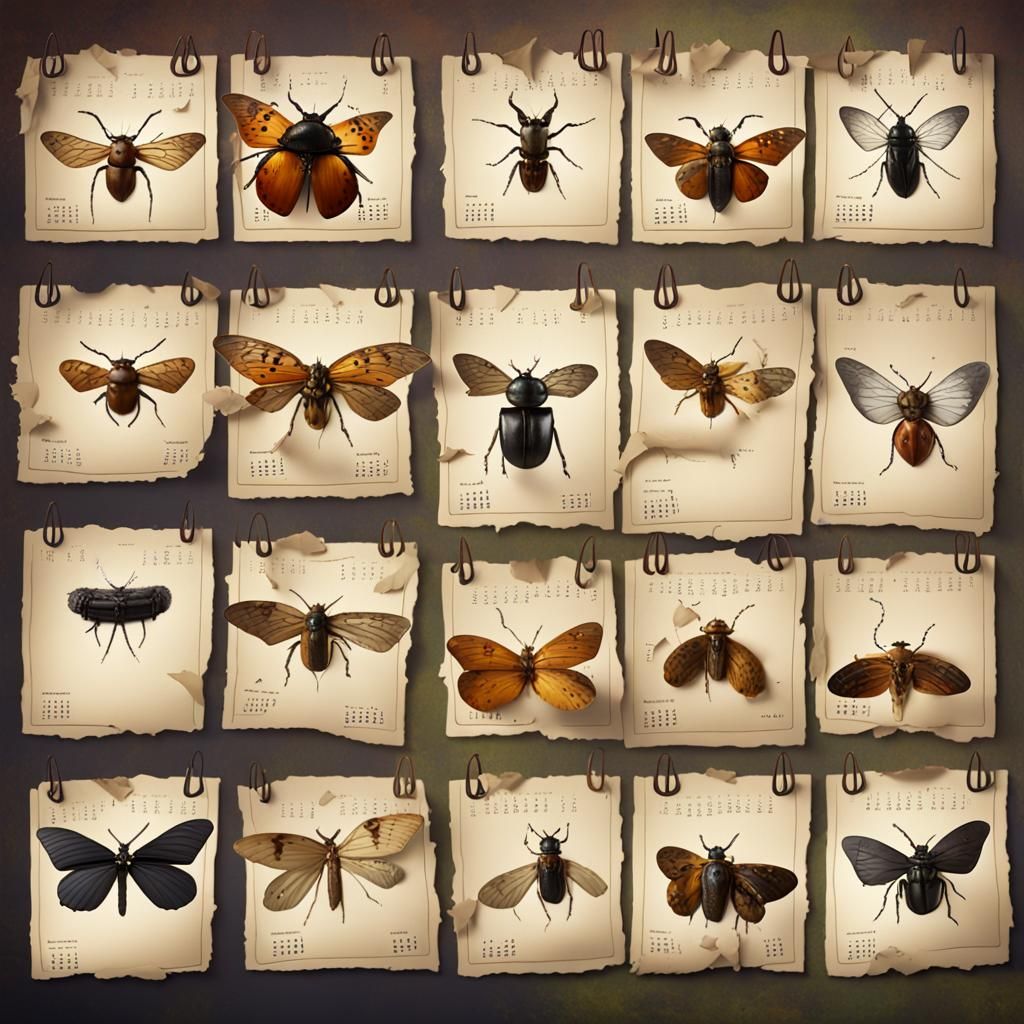 Classified Insects: Detailed Matte Painting of Beetles and B...