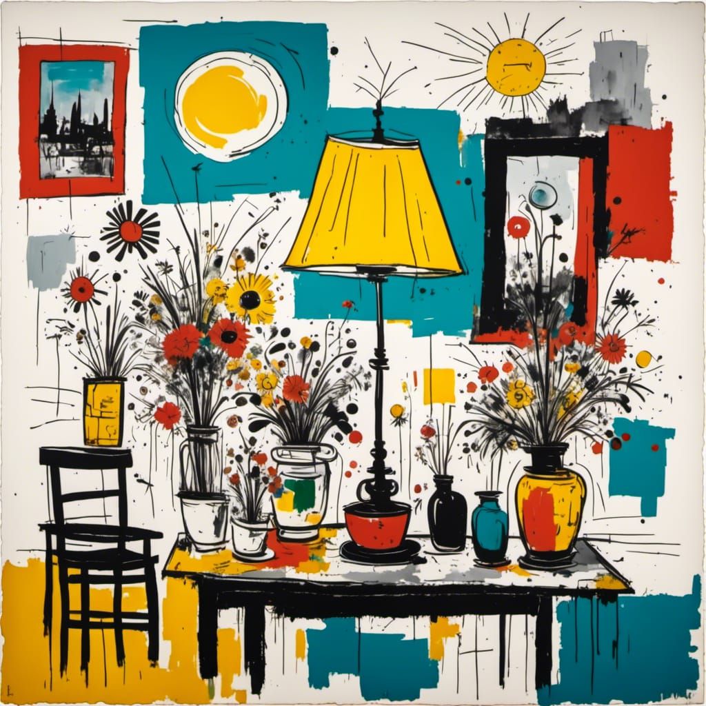 Lamp in Detailed Drawing and Ink Style