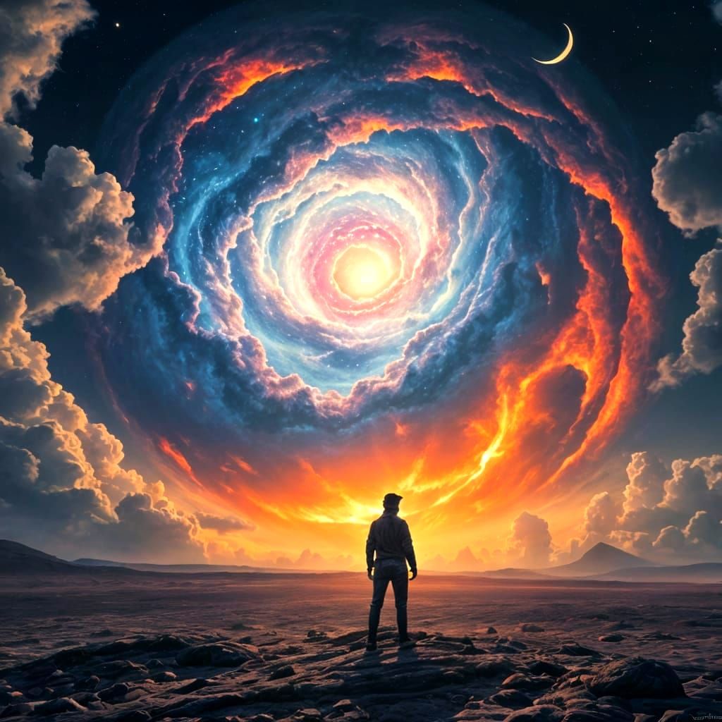 Celestial Vortex Dominates Starry Sky in Painterly Style