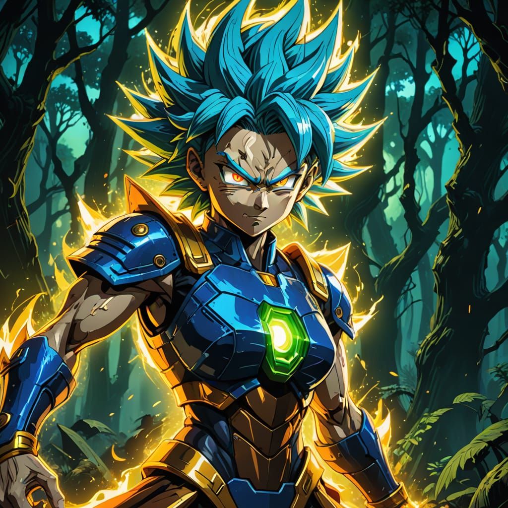 Female Super Saiyan Goblin Goddess in Anime Style