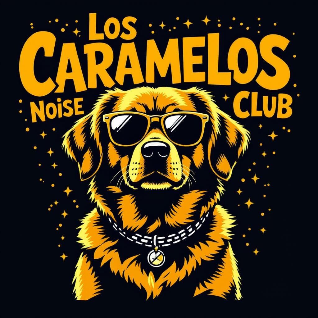 Los Caramelos Noise Club: Graffiti Style Rock Dog Logo