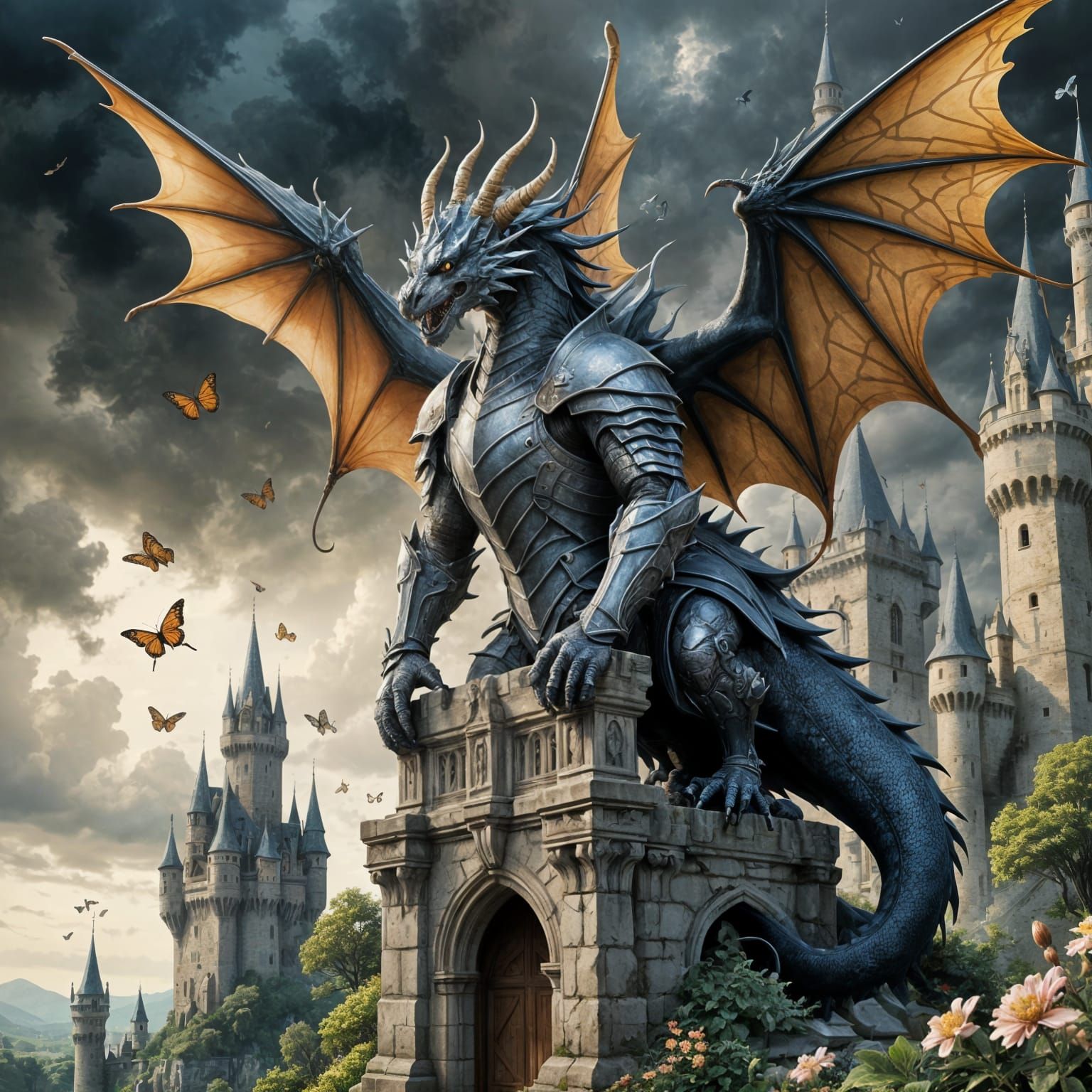 Regal Fairytale Castle Amidst Whimsical Landscape