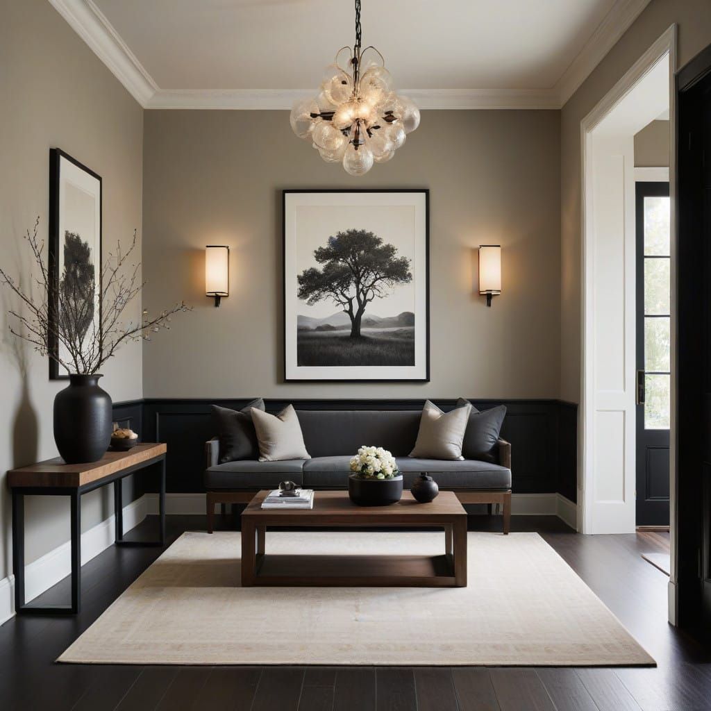 Minimalist Hallway with Warm Ambiance and Natural Touches