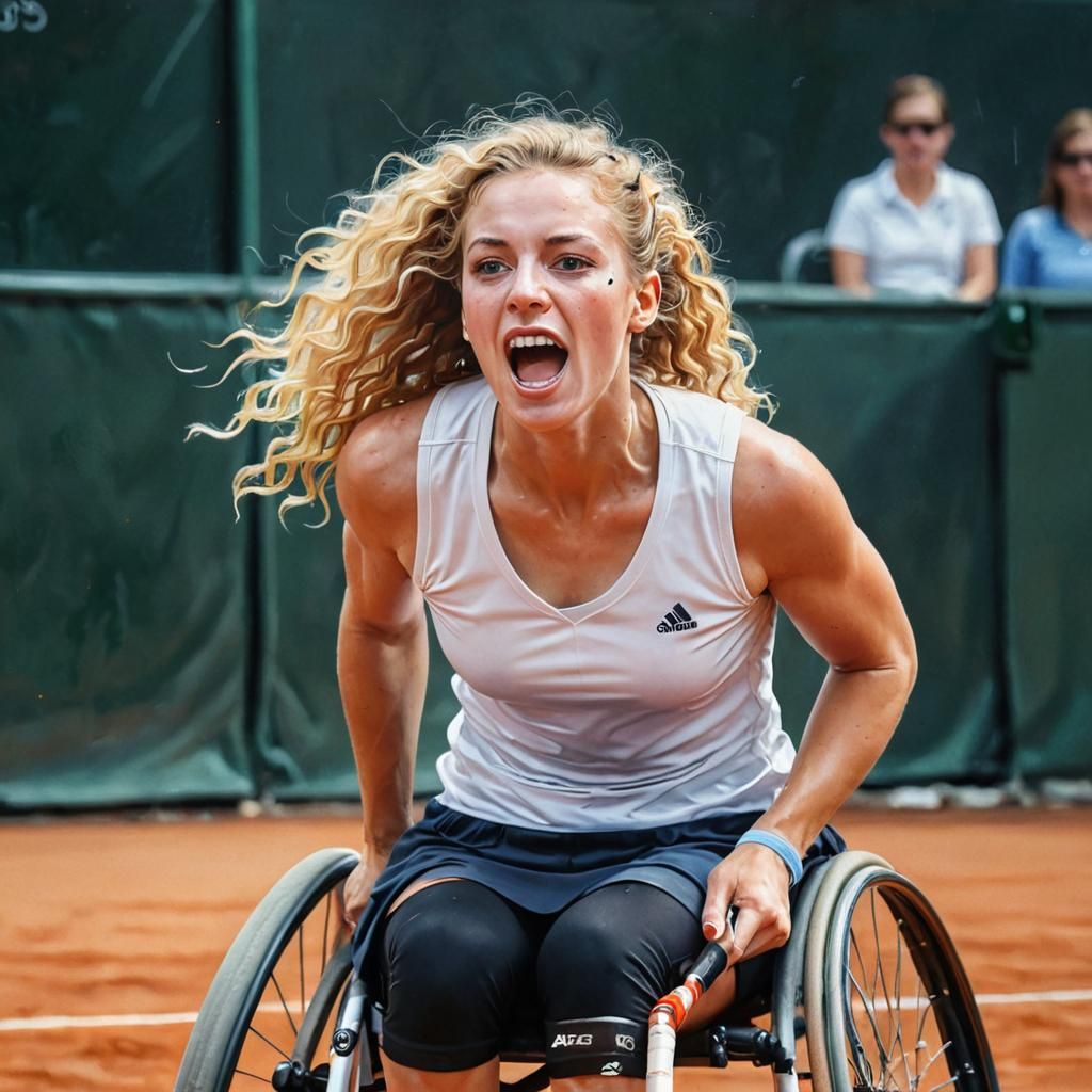 Dynamic Acrylic Painting of Wheelchair Tennis Player