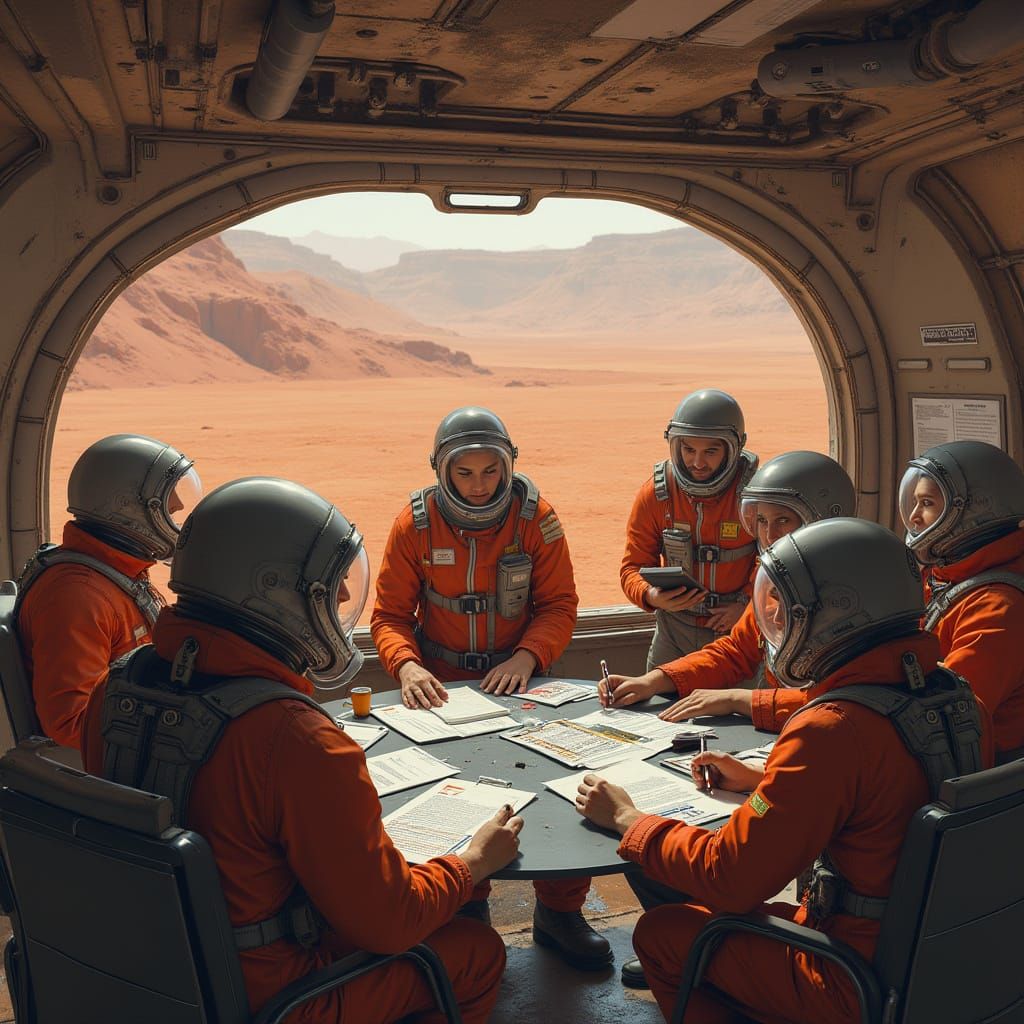 Astronauts in Martian Base Discuss Monday Routine