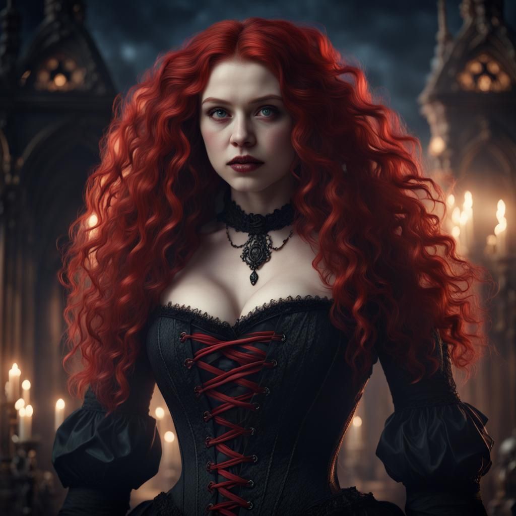 Victorian Gothic Vampire Woman in Detailed Matte Painting