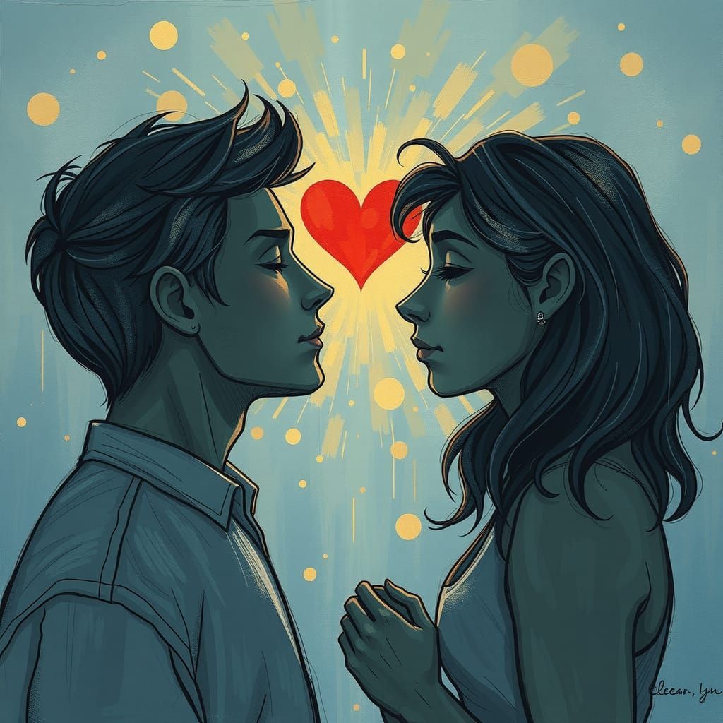 Abstract Broken Heart in Muted Colors