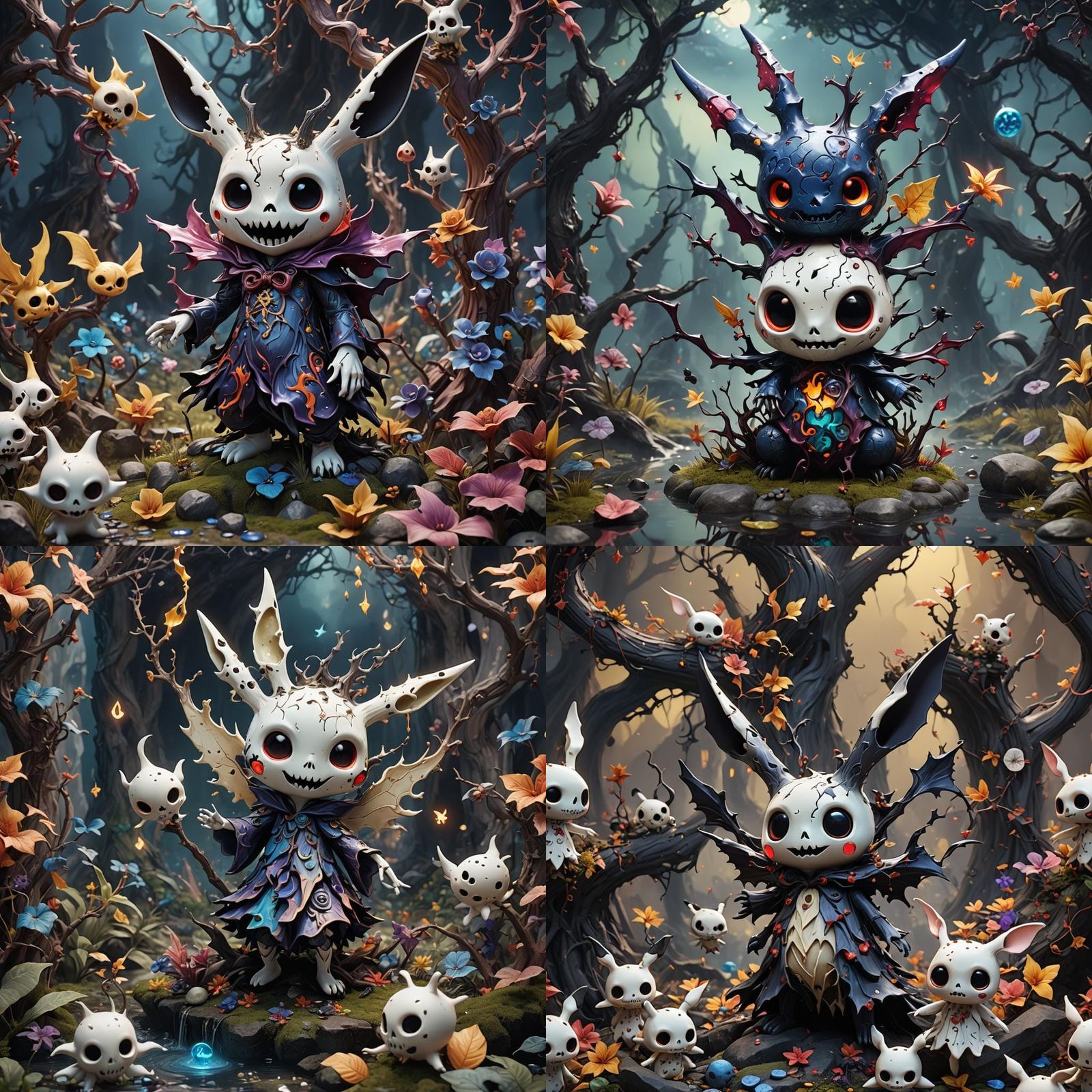 Demonic Porcelain Fairy Mimikyu in Psychedelic Style