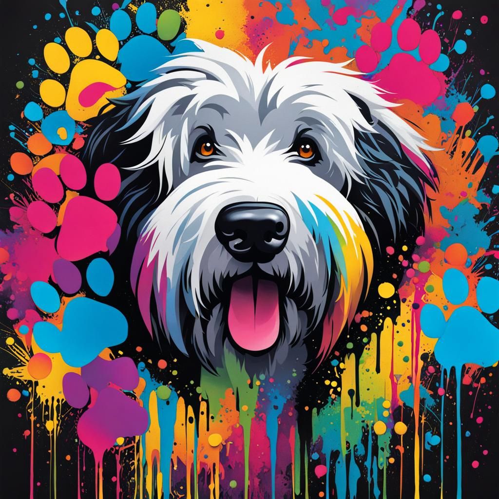 Colorful Paw Print Graffiti Art