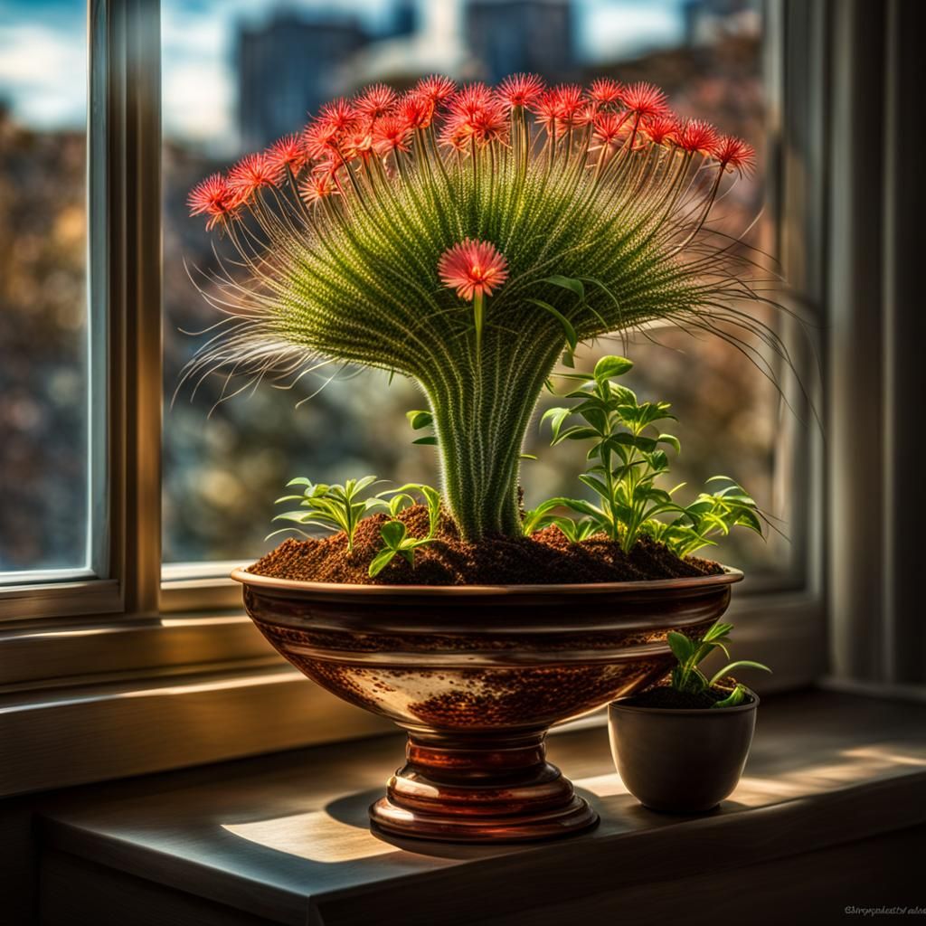 Hybrid Plant with Robot Cat and Saturn