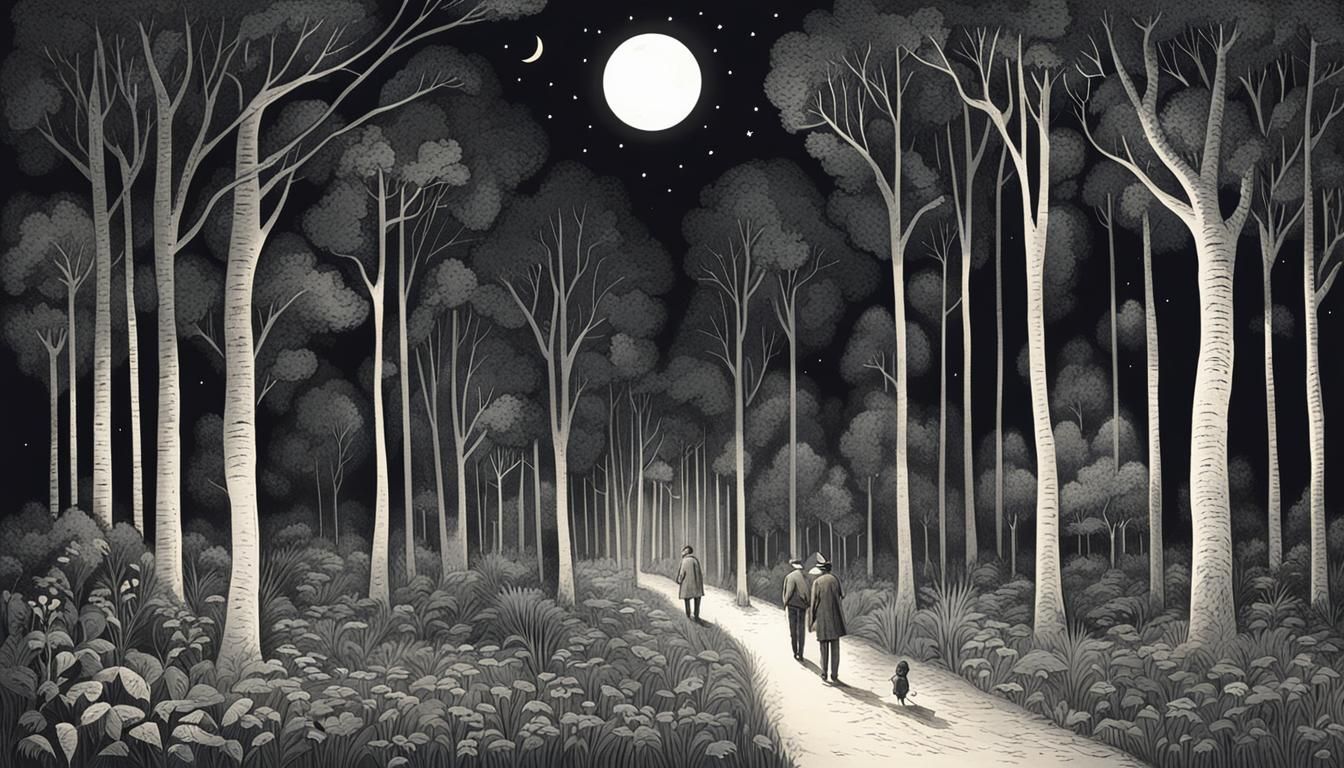 Nighttime Forest Walk: An AI Generated Image