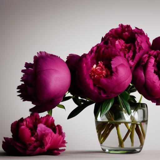 Velvet Peonies in Bloom: A Hyperdetailed Photograph