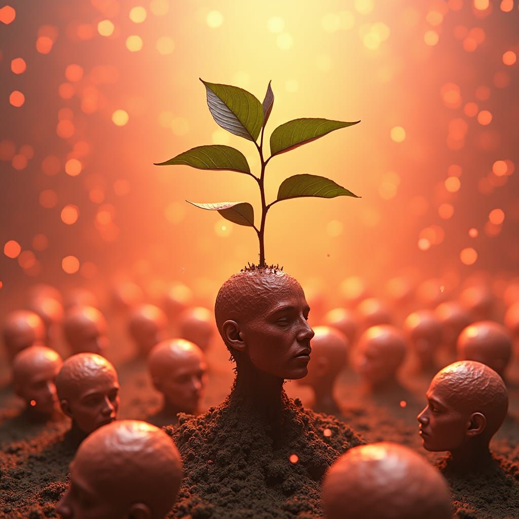 Surreal Plant Harvest in Radiant Landscape