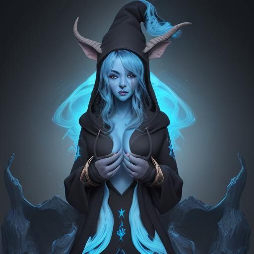 Blue Satyr with Christmas Hat in Fantasy Art Style