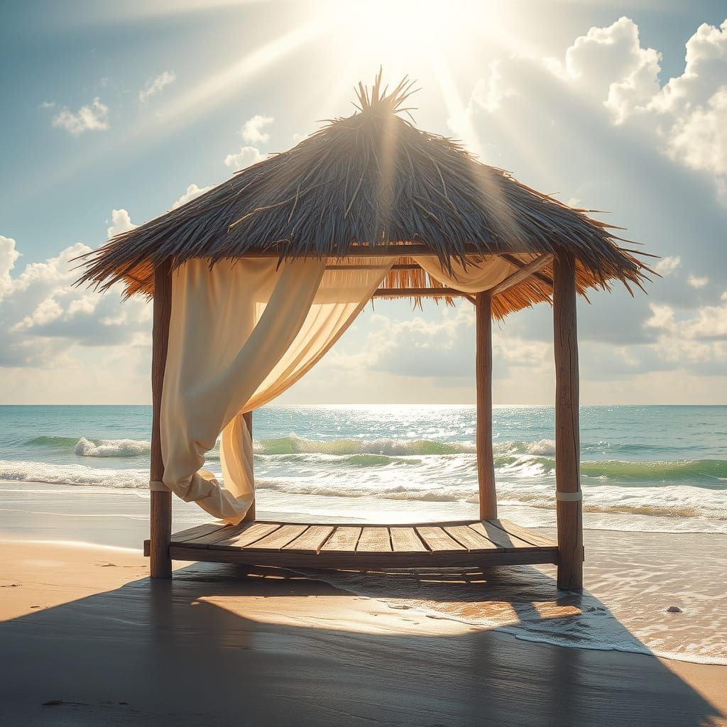 Coastal Cottage in Serene Beach Scene