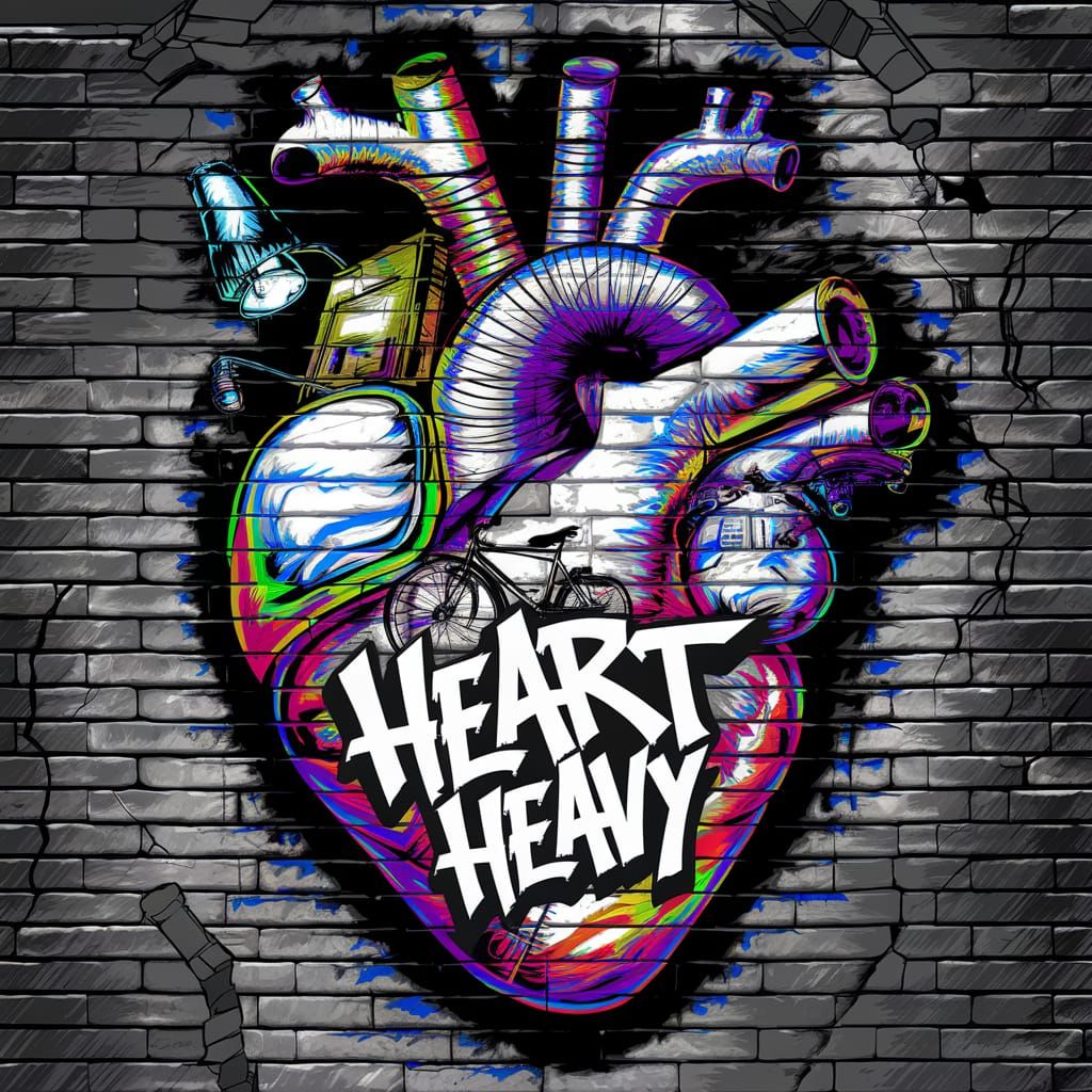 Vibrant Graffiti Heart Made from Objects