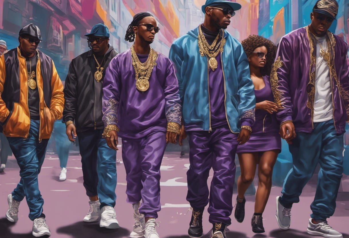 Opulent 3D Rendering of Old-School Hip Hop Fashion
