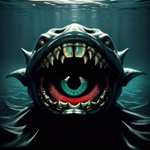 Horrifying Sleep Paralysis Demon Eye Underwater Photo