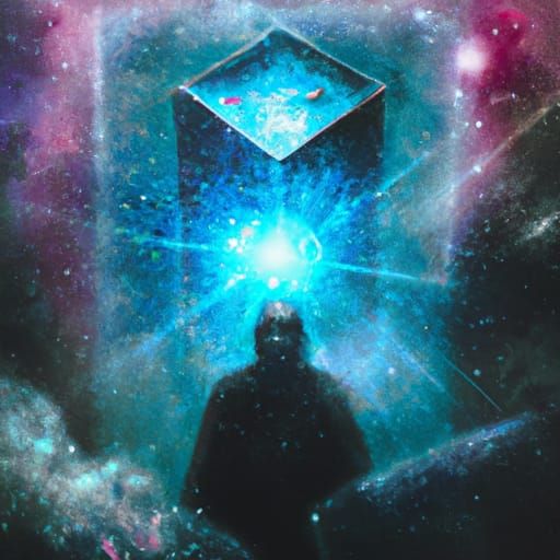 Holographic Cosmic Astral Illustration in Mixed Media