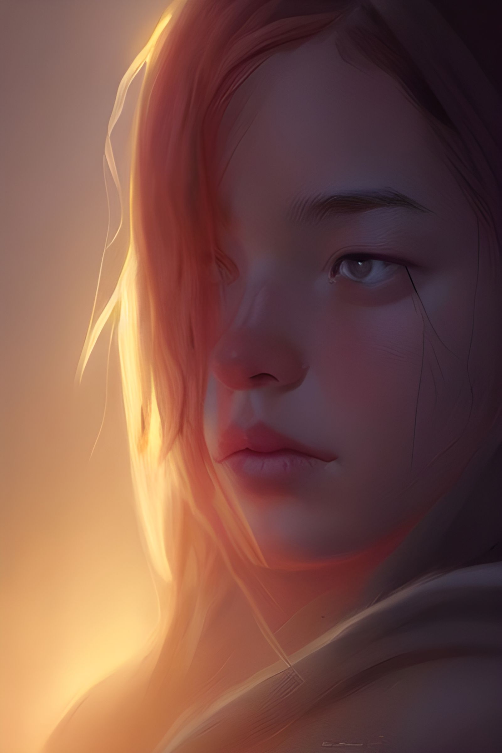 Sydney Sweeney Digital Painting with Glowing Eyes