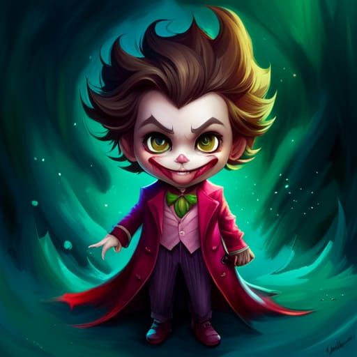 Adorable Chibi Joker in Polychromatic Splash Art
