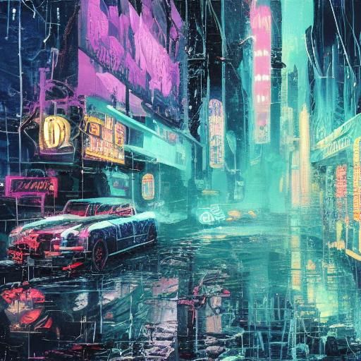 Cyberpunk Calligraphy with Neon Ink Reflections