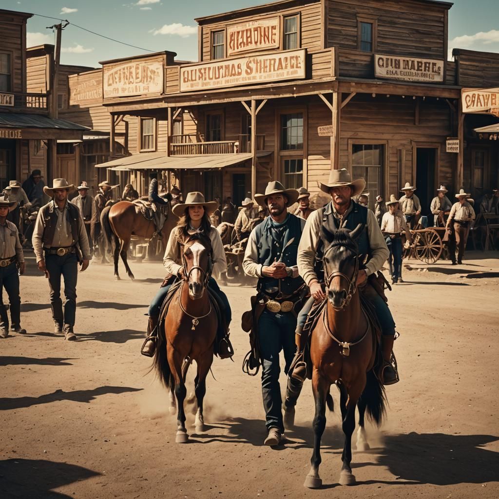 Classic Western Town Scene in Cinematic Style