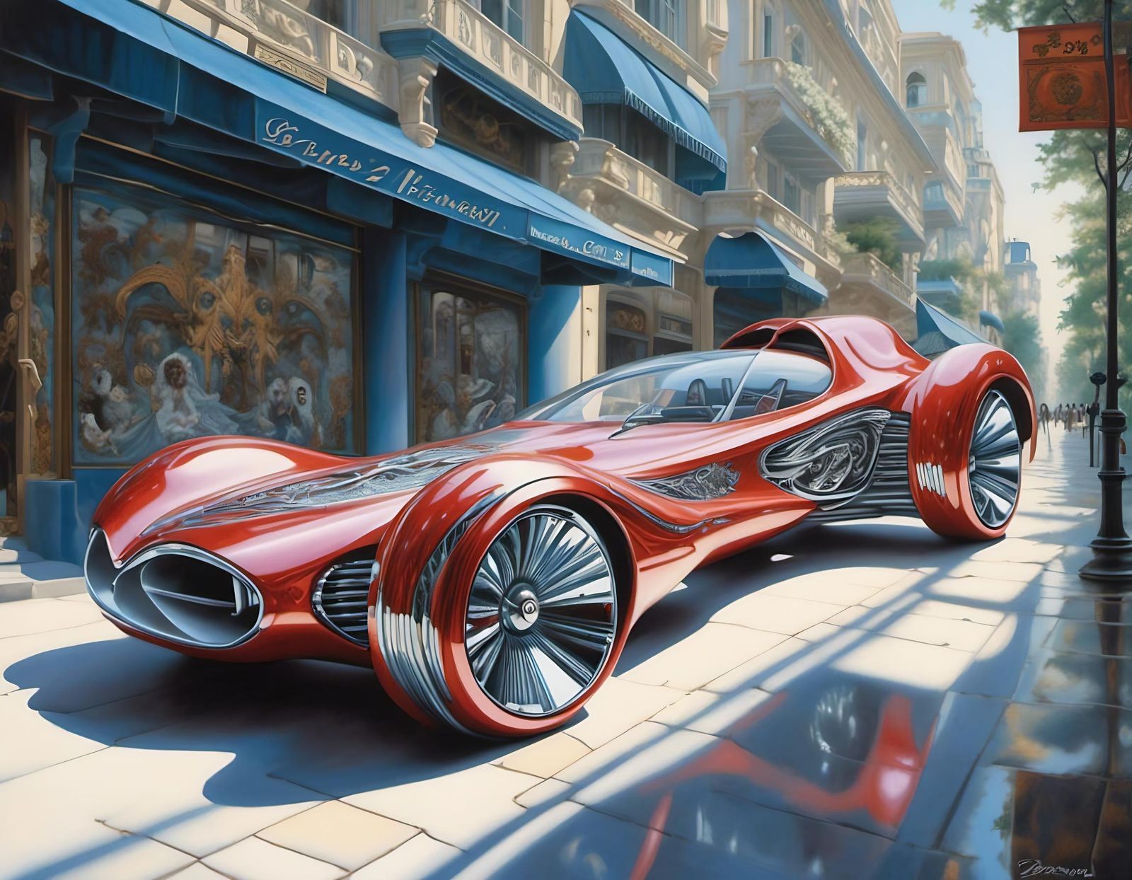 Retro-Futuristic Muscle Car by Sorayama