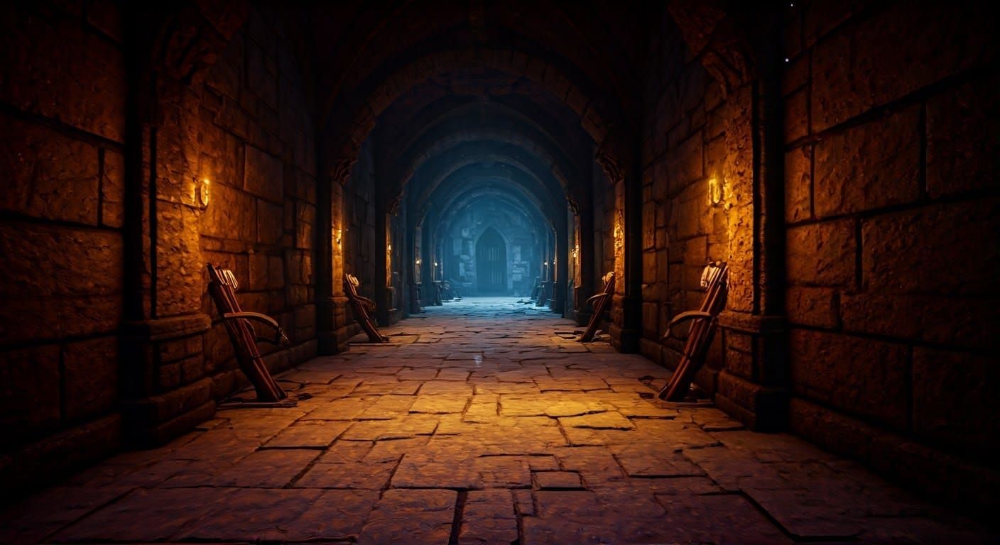 Epic Dark Fantasy Dungeon in Cyberpunk Comic Book Style