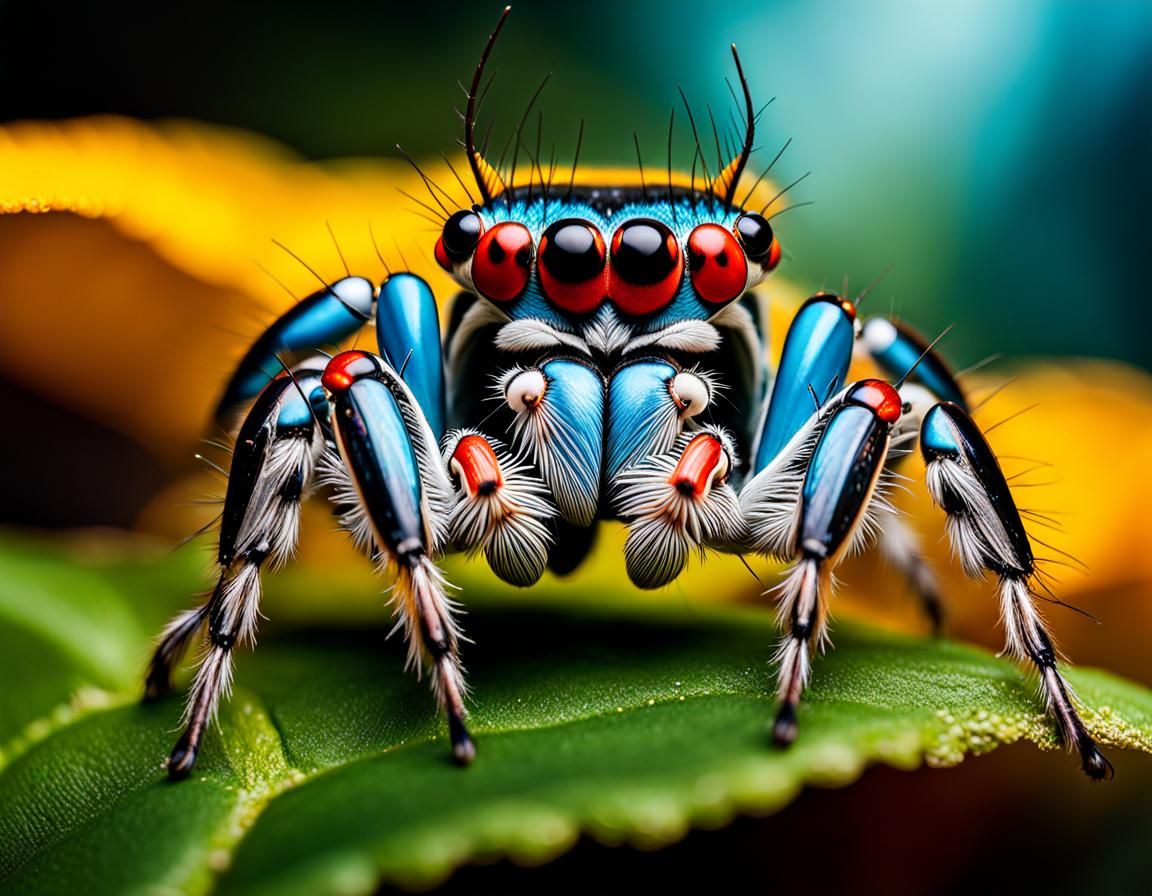 Hyperrealistic Peacock Spider Macro Photography