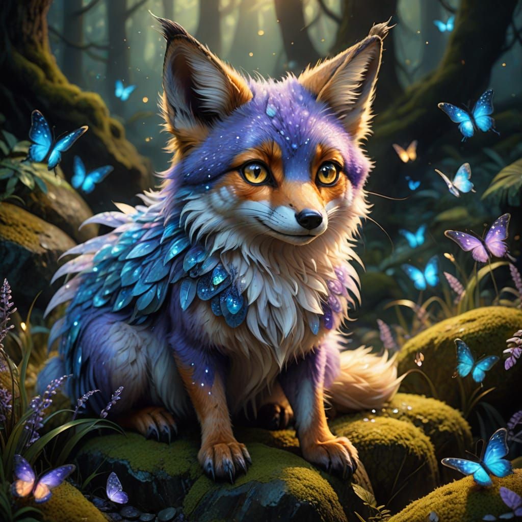 Whimsical Fantasy Creatures in Lavender Hues