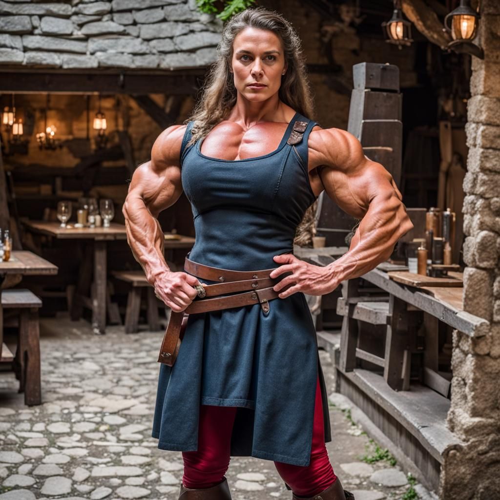 Medieval Tavern Wench with Muscular Build