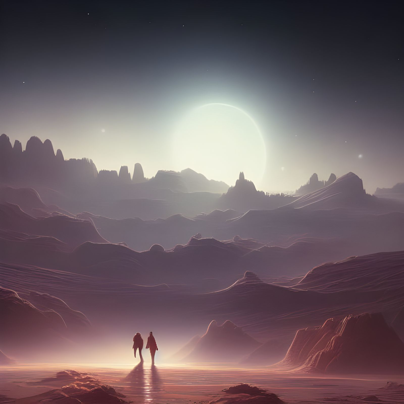 Cosmic Starry Night Over Desert Landscape