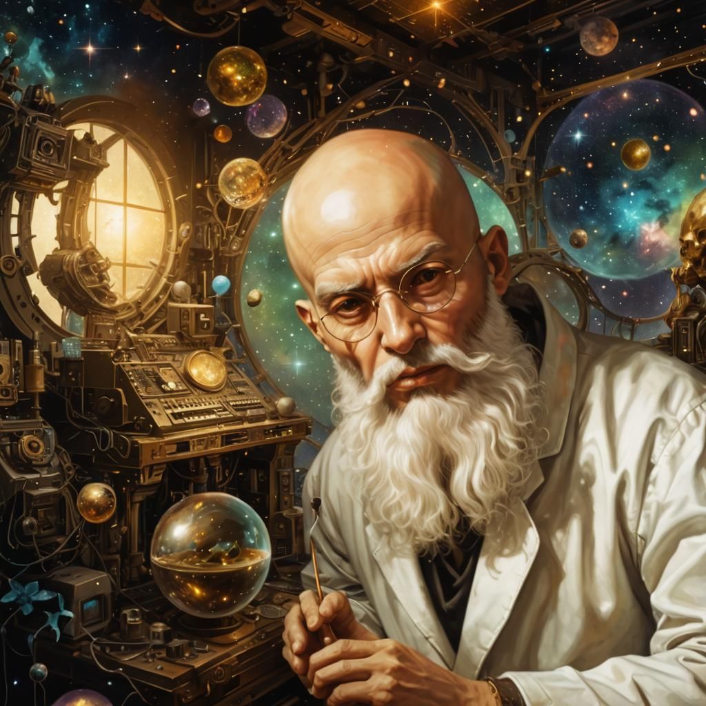 Holographic Astral Portrait in Pablo Amaringo Style