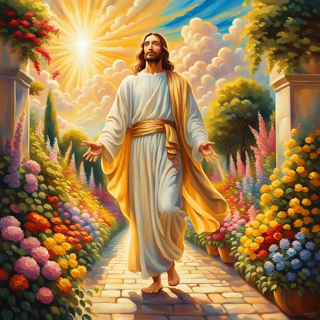 Heavenly Garden: Jesus on Golden Street