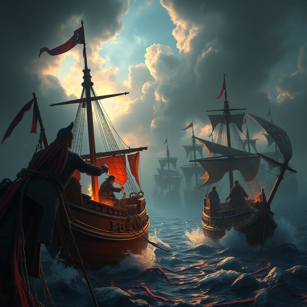 Epic Fantasy Pirate Battle Scene in Vibrant Colors