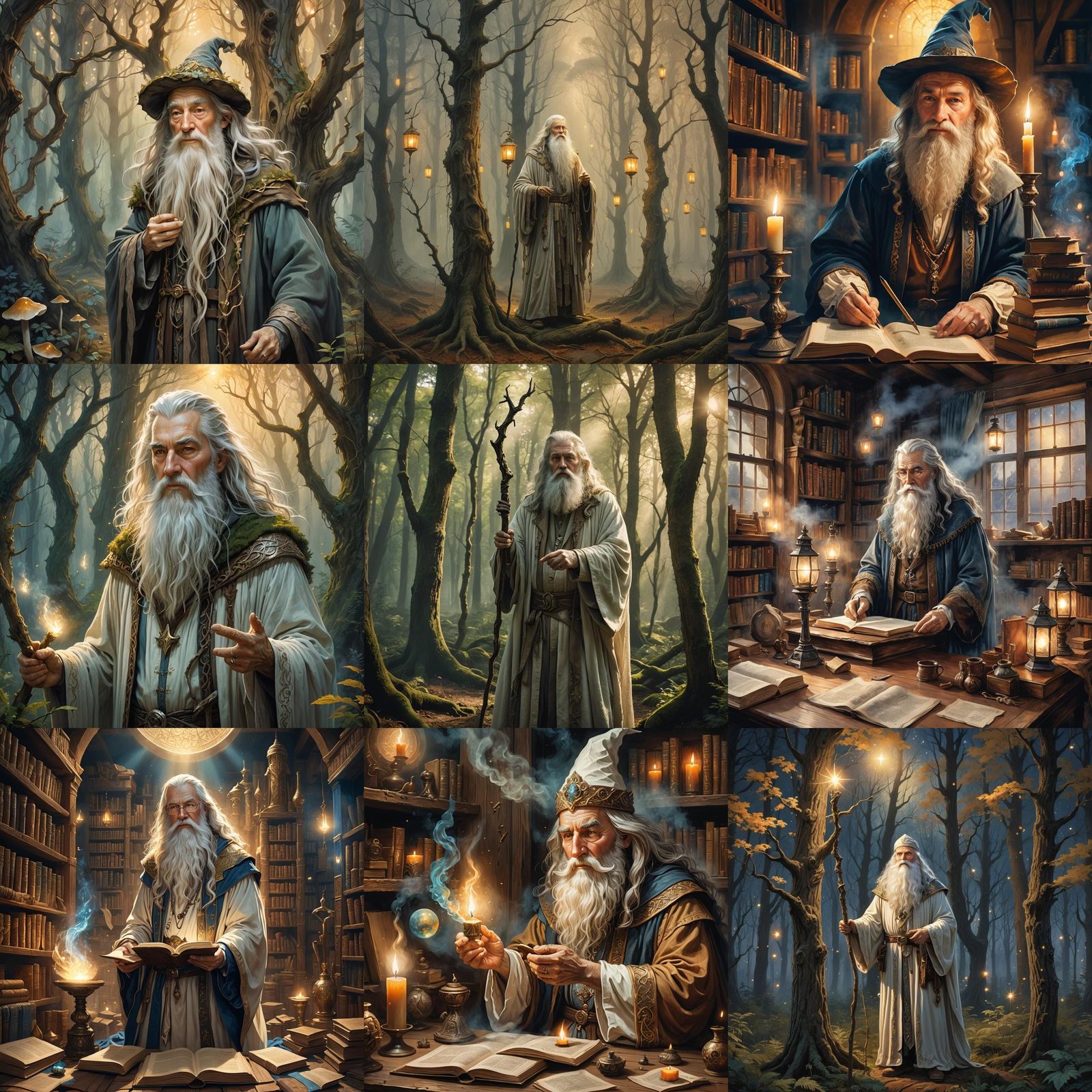 Classic Long White Bearded Wizard Portrait