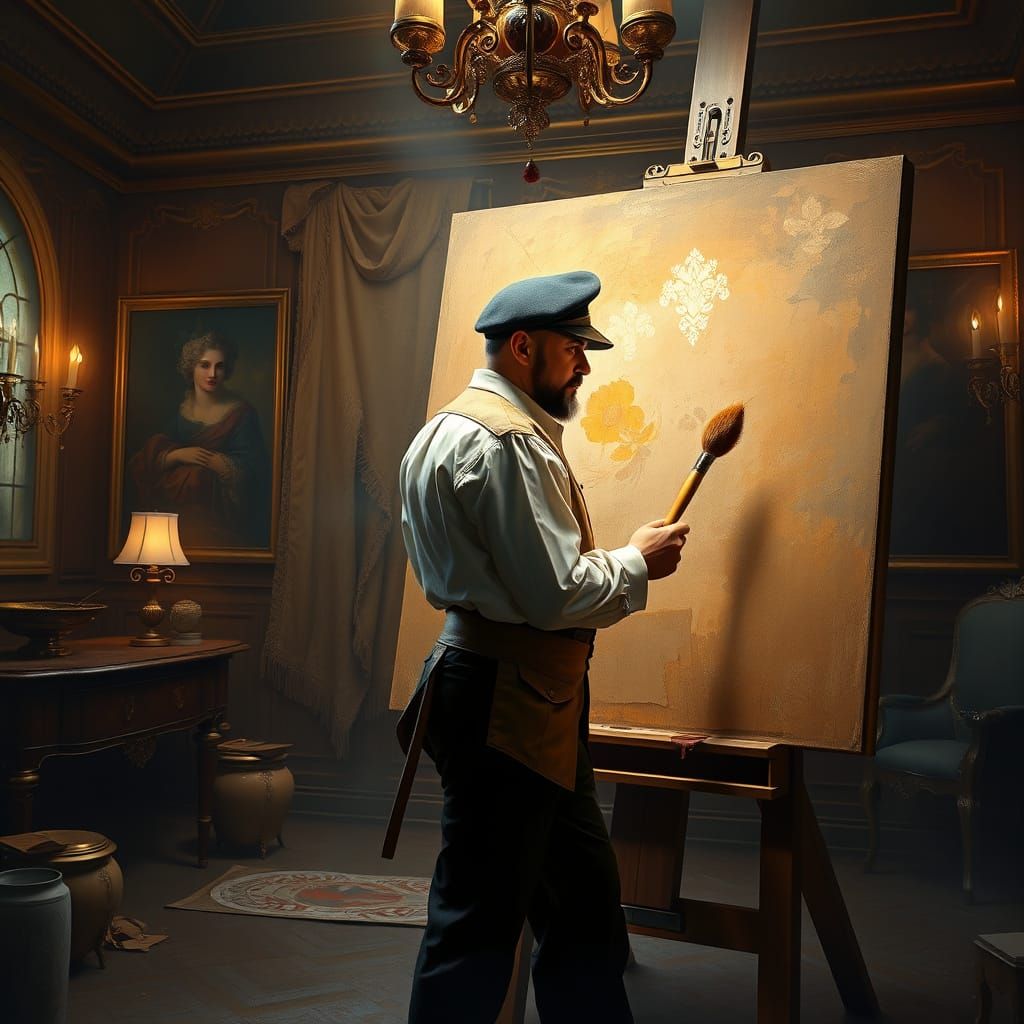 Visionary Artist Creates Masterpiece in Elegant Studio