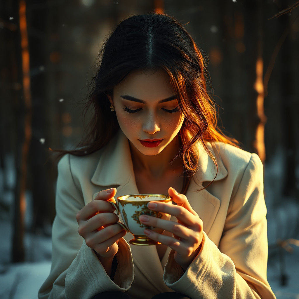 Boreal Forest Contemplation: A Photorealistic Portrait